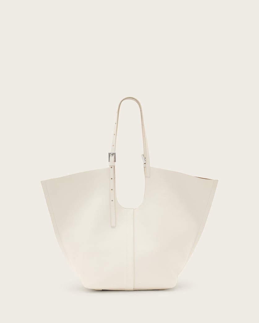all saints Ara Leather Tote Bag Birch White