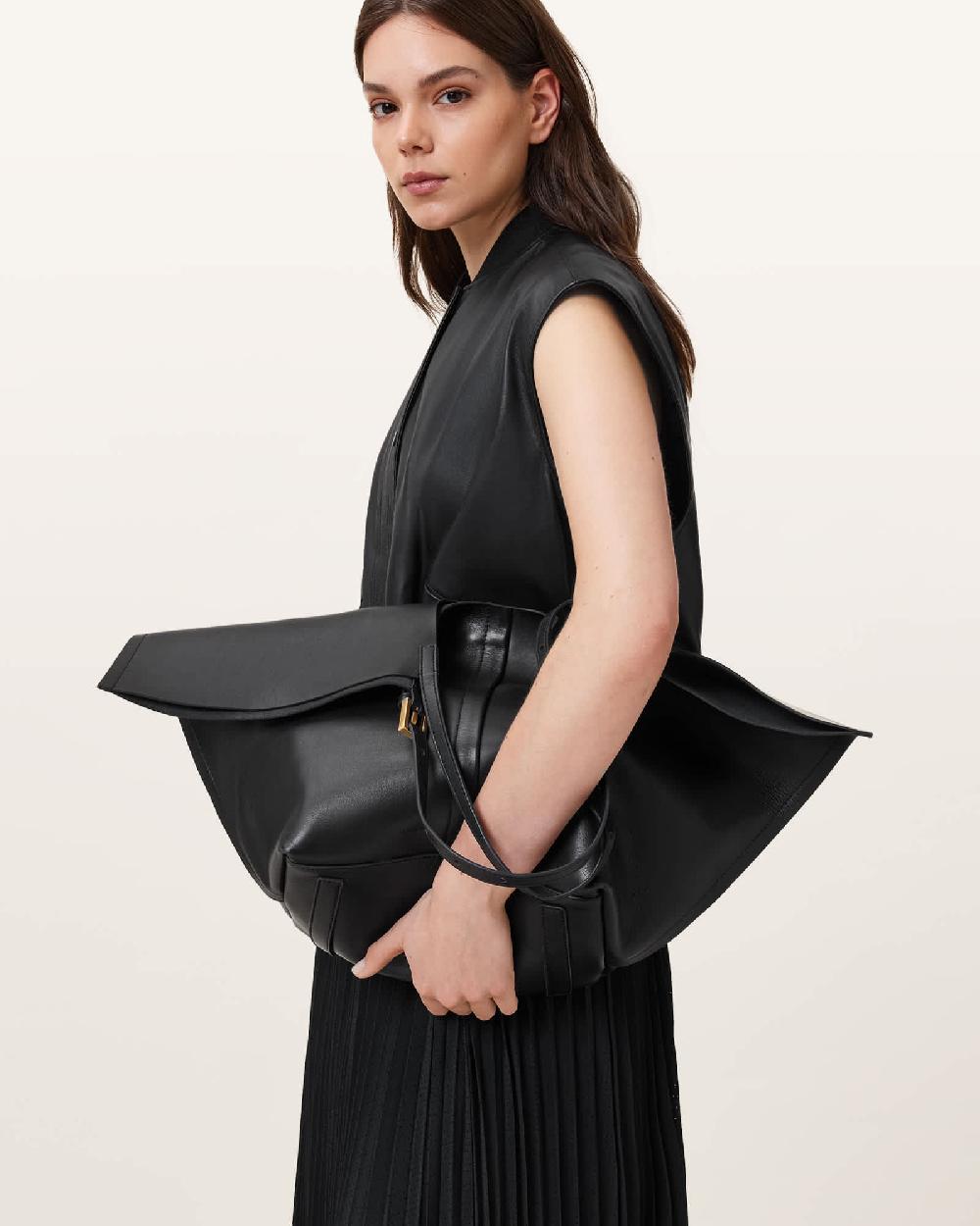 All Saints Ara Leather Tote Bag Black