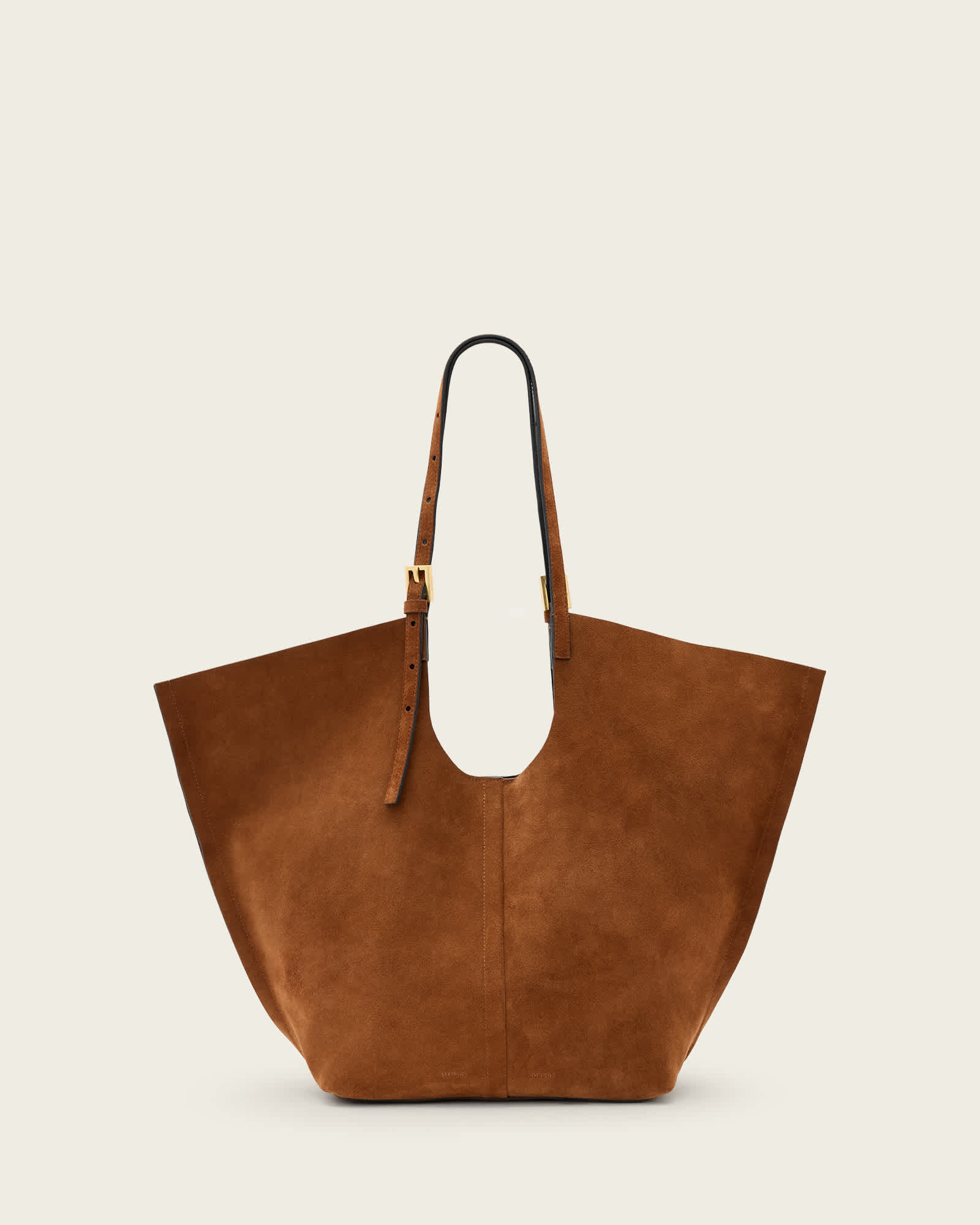 All Saints Ara Suede Tote Bag Cognac Brown