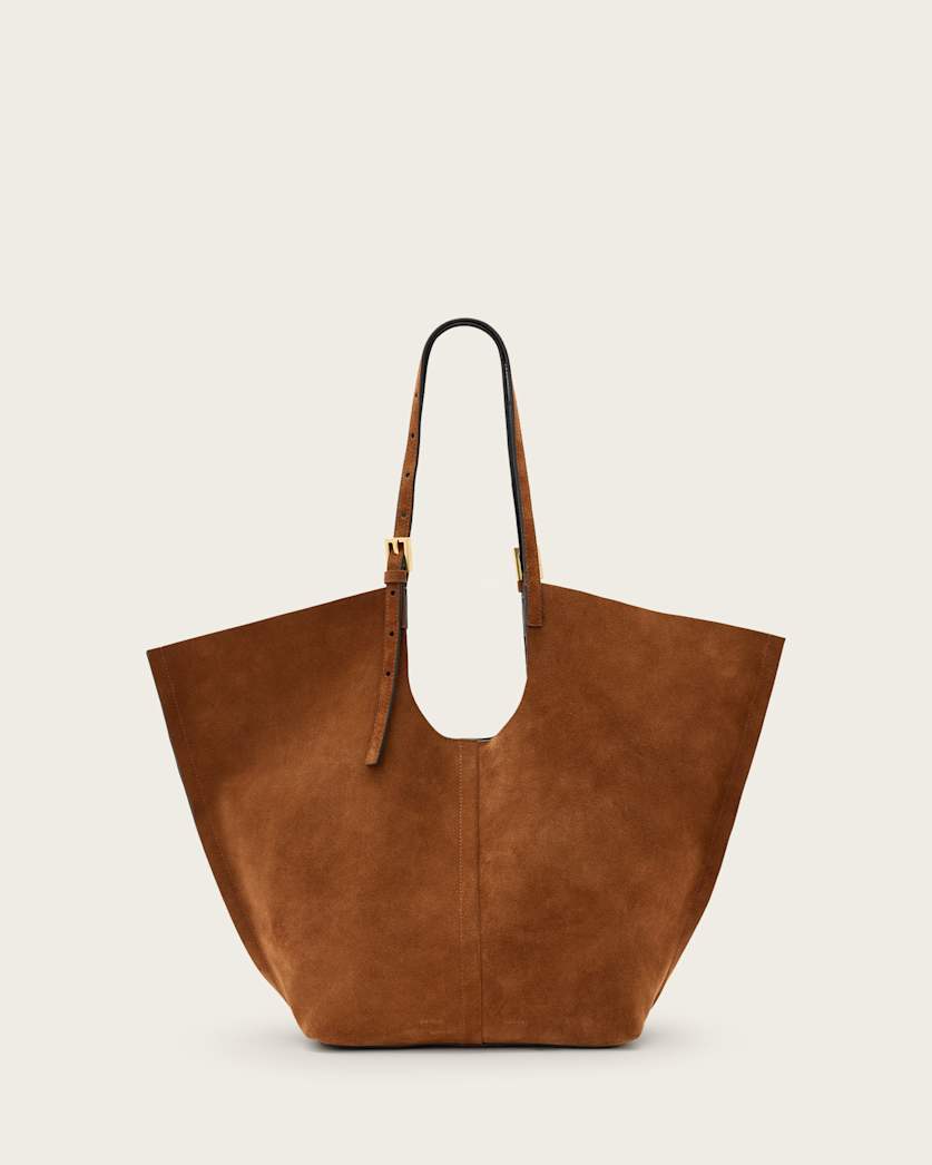 all saints Ara Suede Tote Bag Cognac Brown