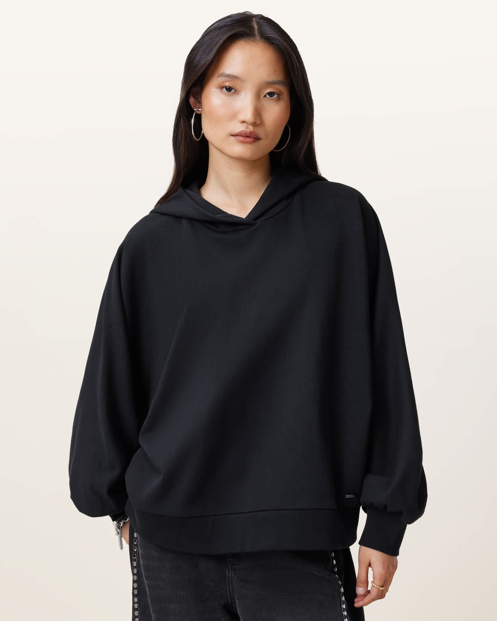 All Saints Artia Relaxed Fit Hoodie Black