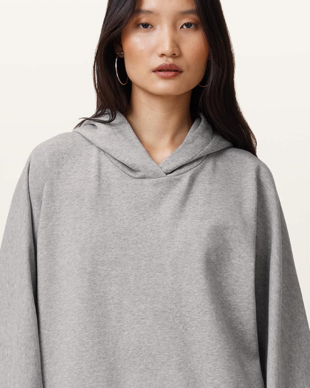 All Saints Artia Relaxed Fit Hoodie Grey Marl