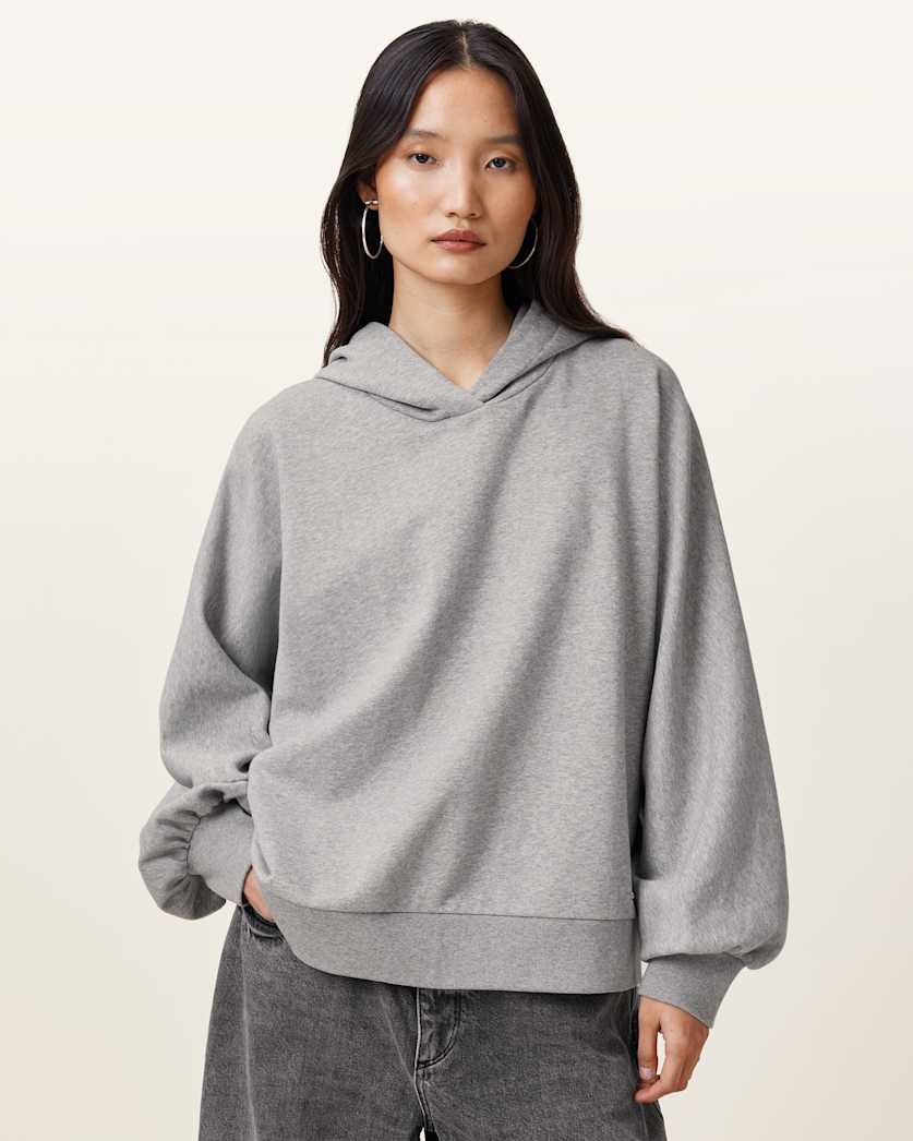 all saints Artia Relaxed Fit Hoodie Grey Marl