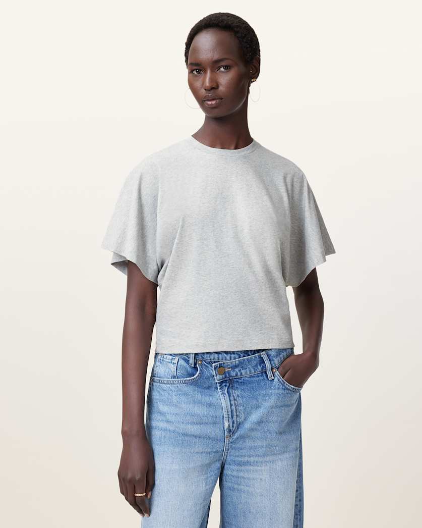 all saints Artia Relaxed Fit T-Shirt Grey Marl