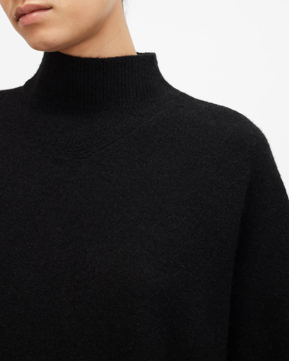 All Saints Asha Soft Fluffy Sweater Black