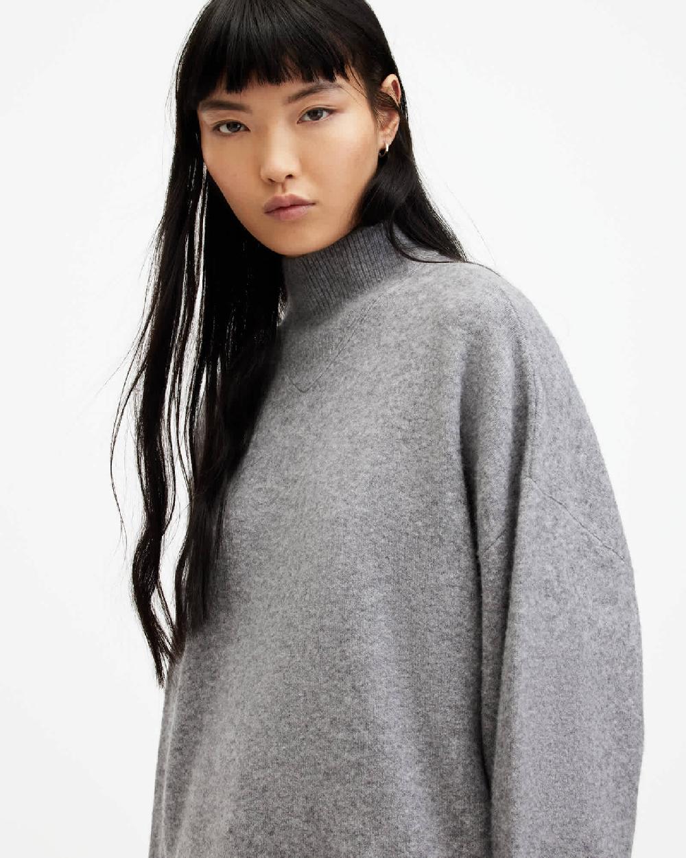 All Saints Asha Soft Fluffy Sweater Grey Marl