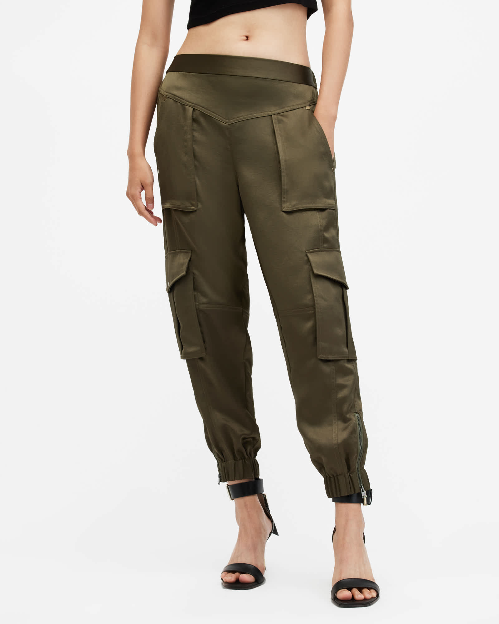All Saints Astarte Tapered Leg Pants Green