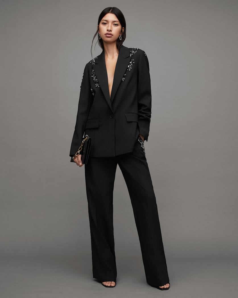 all saints Atlas Bead Embellished Blazer Black