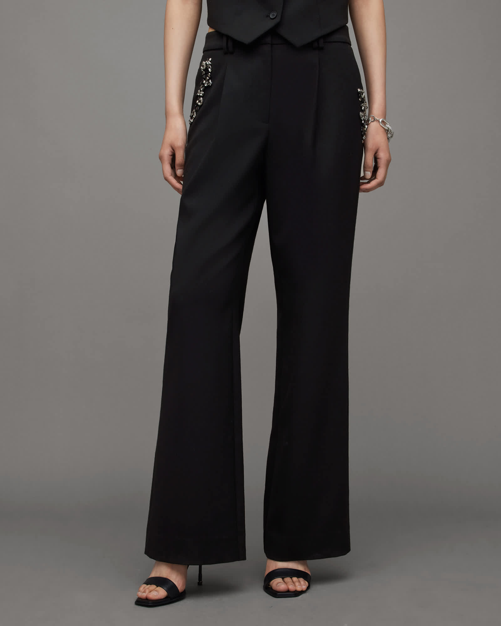 All Saints Atlas Bead Embellished Pants Black
