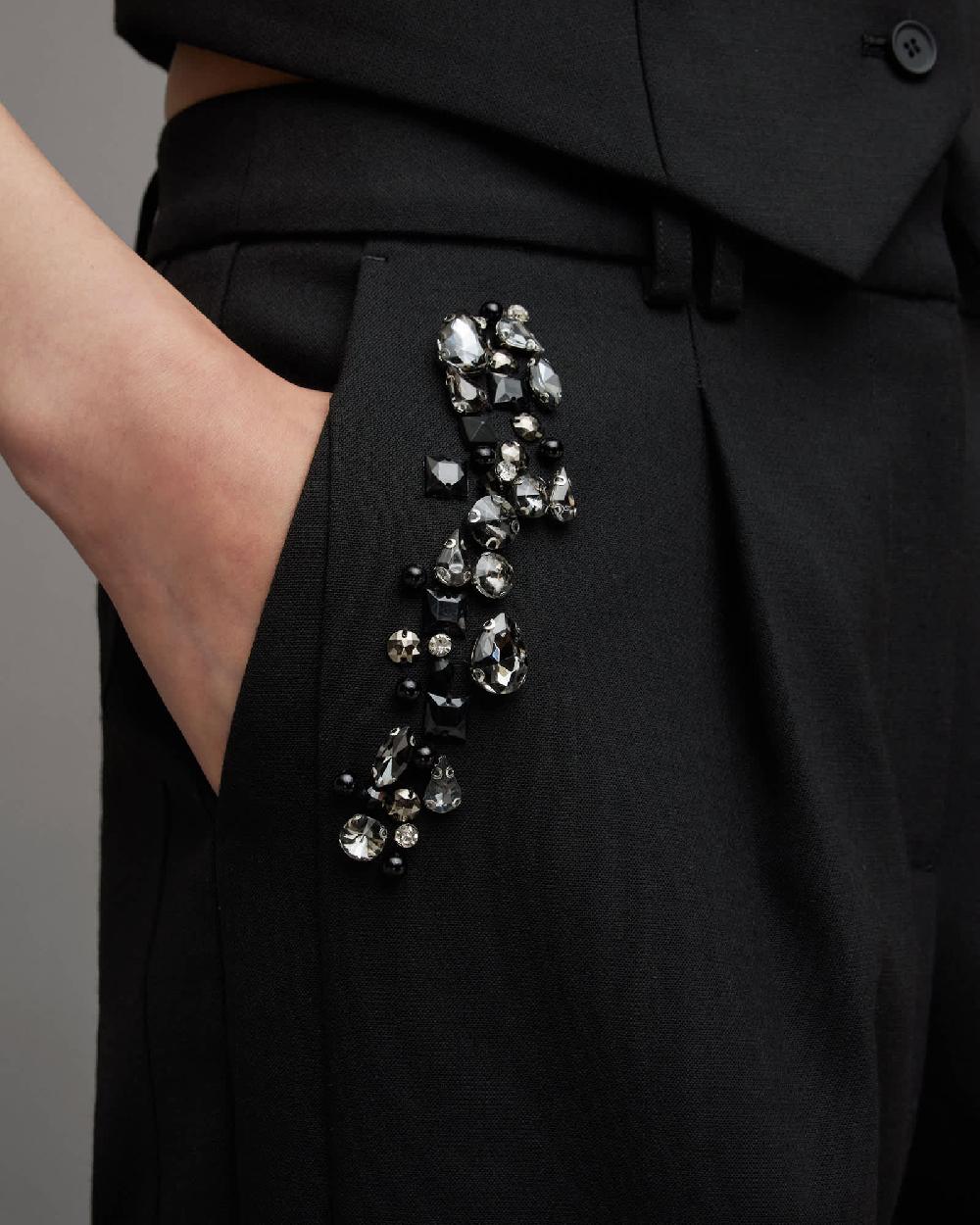 All Saints Atlas Bead Embellished Pants Black