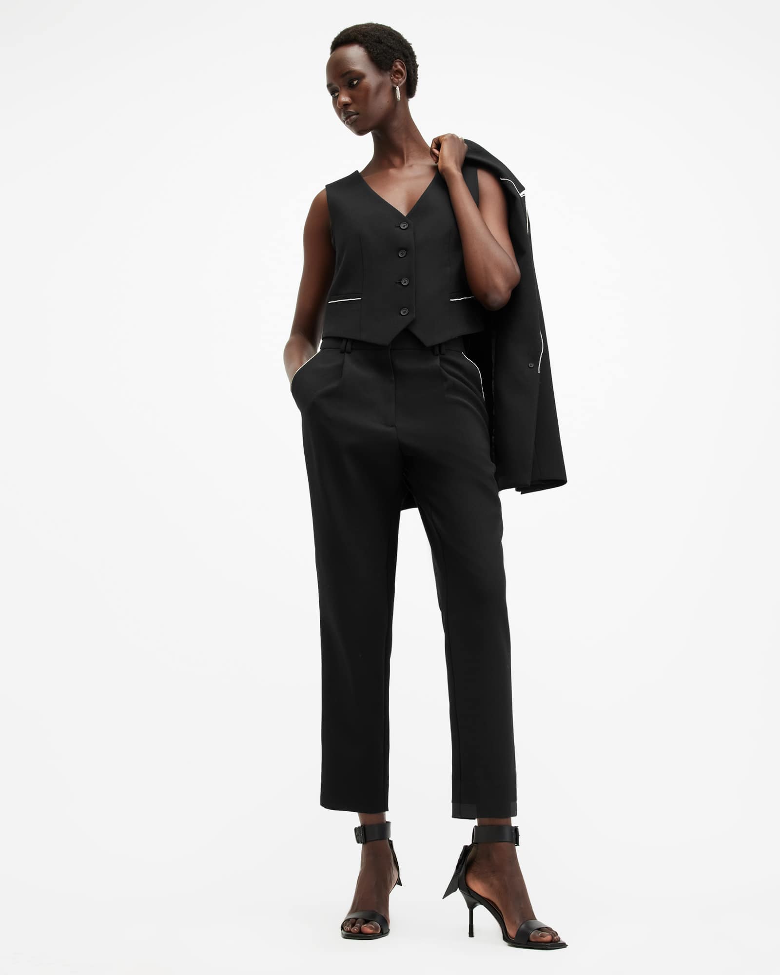 All Saints Atlas Embellished Vest Black