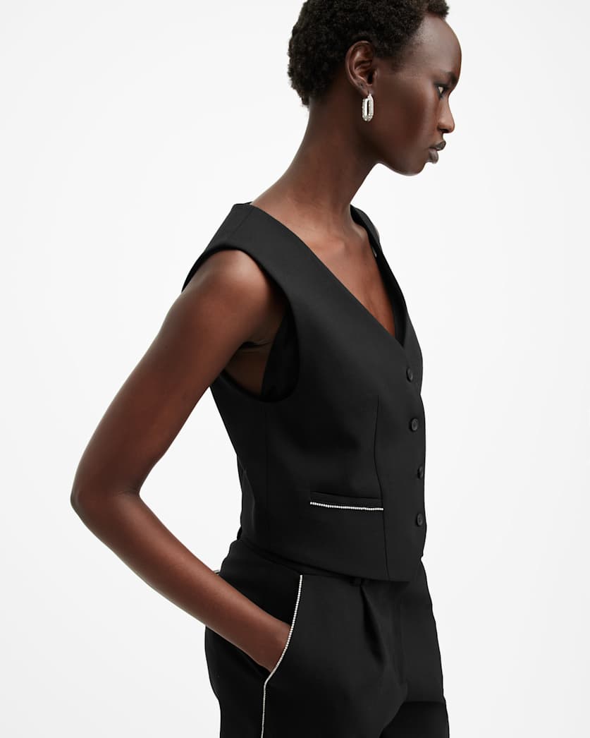 all saints Atlas Embellished Vest Black