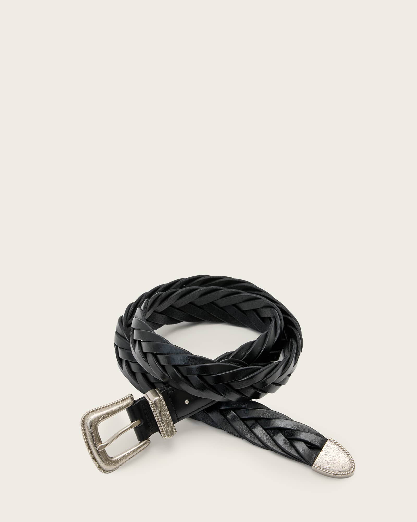 All Saints Atlas Woven Belt Black