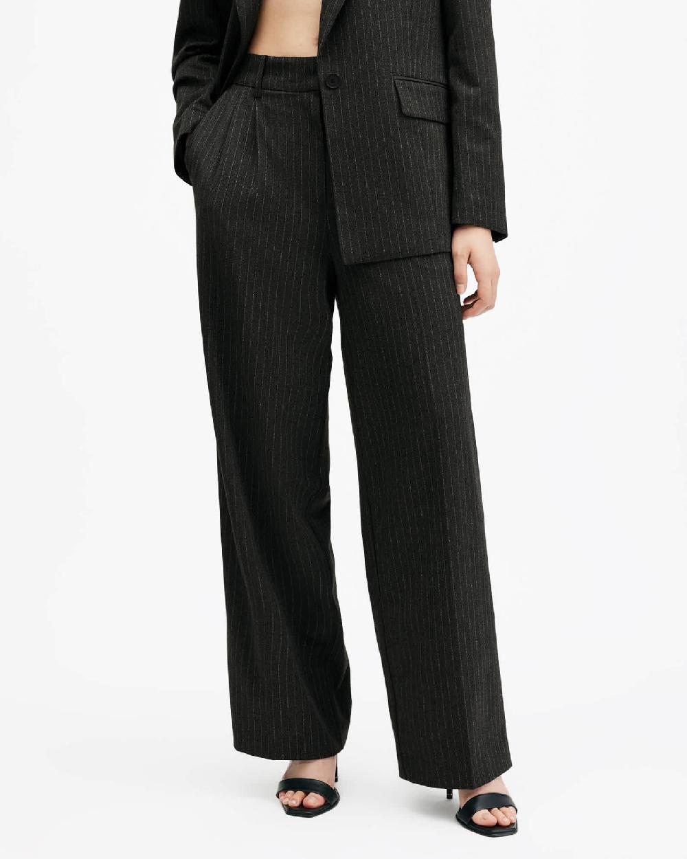 All Saints Averie Pinstriped Wide Leg Pants Grey