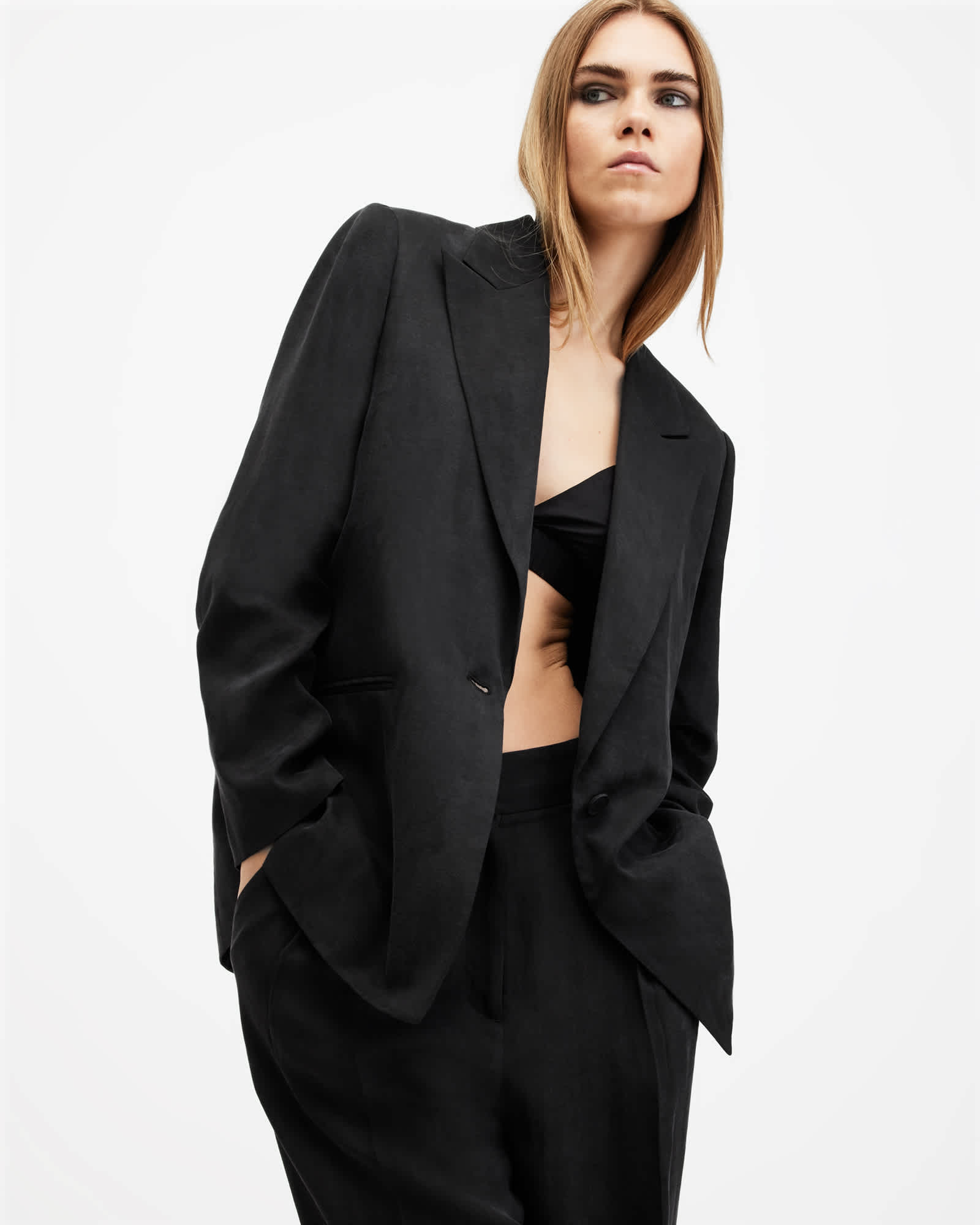 All Saints Averie Ten Relaxed Fit Blazer Black
