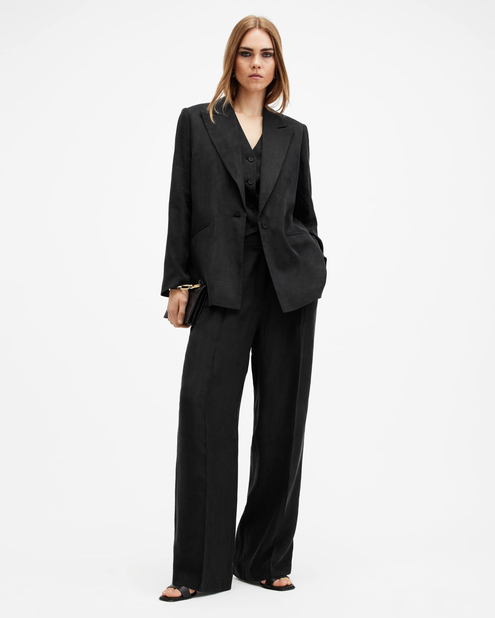 All Saints Averie Ten Relaxed Fit Blazer Black