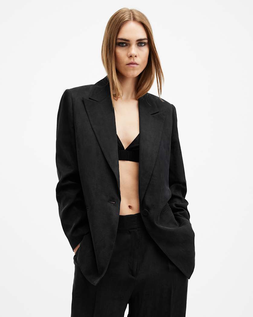 all saints Averie Ten Relaxed Fit Blazer Black