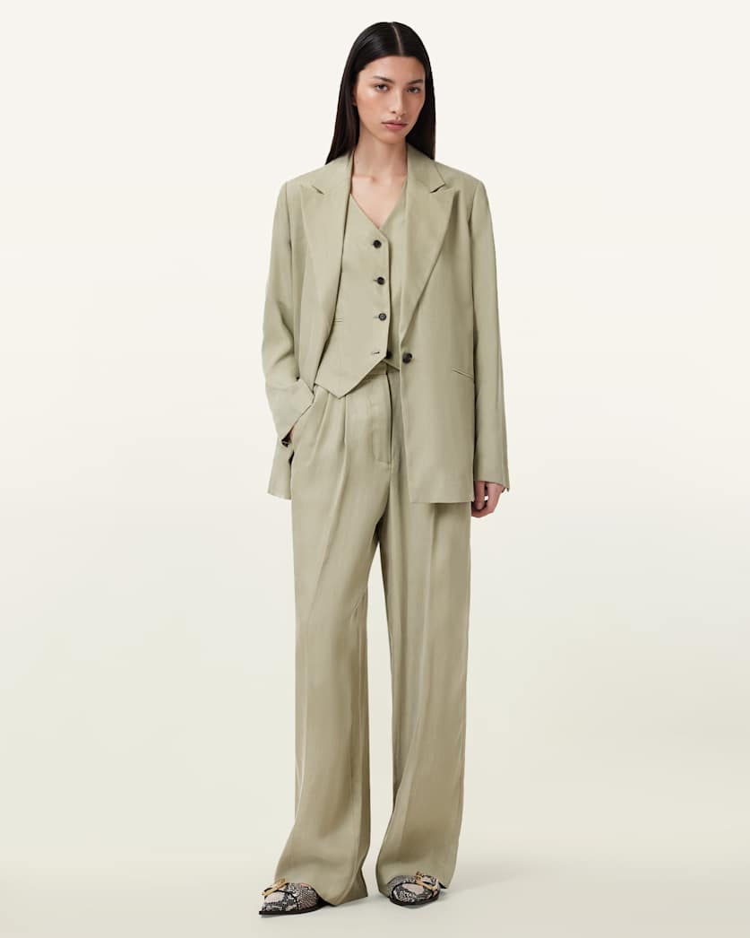 all saints Averie Tencel Wide Leg Pants Sage Green