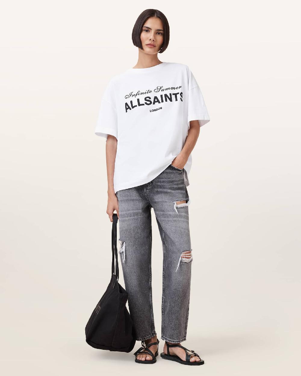 All Saints Avri Oversized T-shirt Optic White