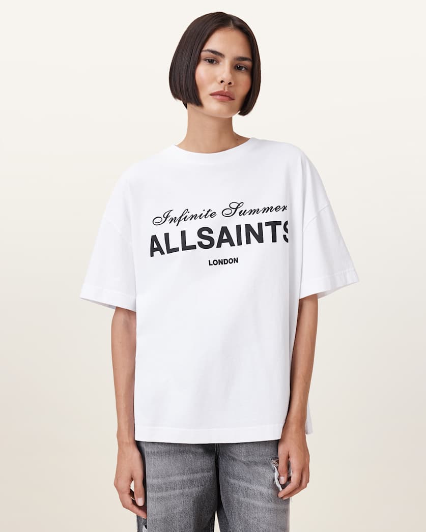 all saints Avri Oversized T-shirt Optic White