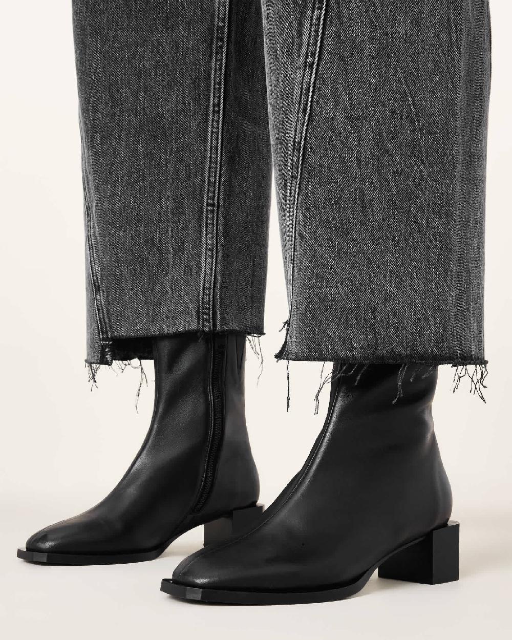 All Saints Avril Leather Ankle Boots Black