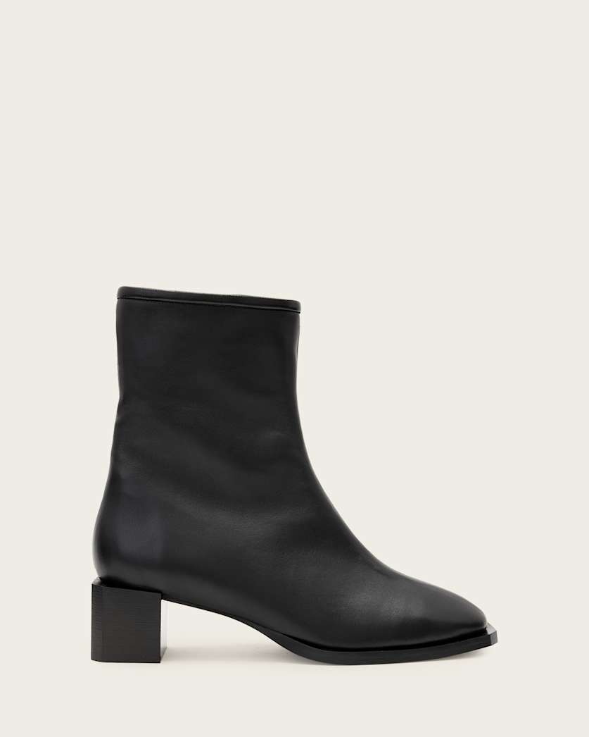 all saints Avril Leather Ankle Boots Black