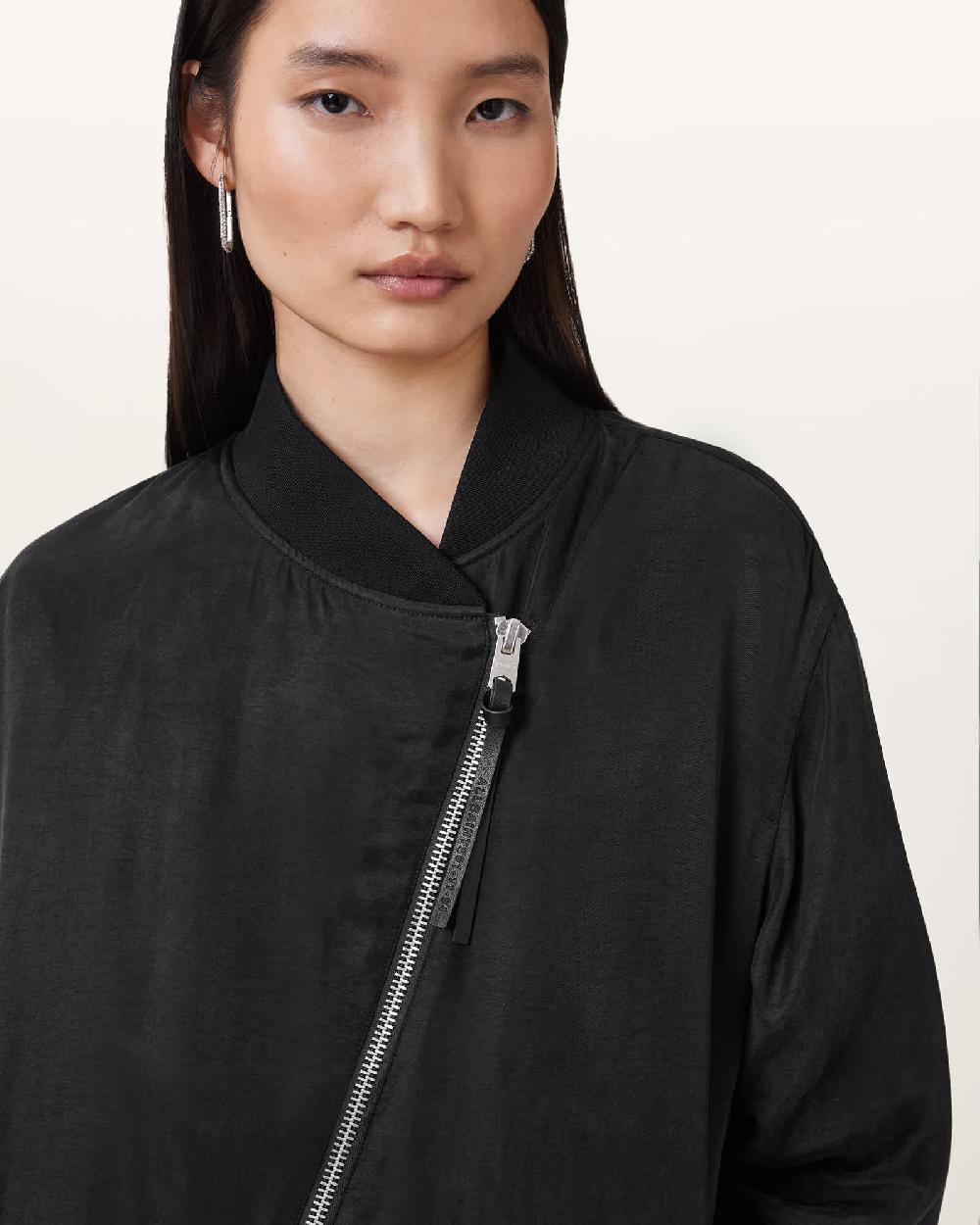 All Saints Avril Relaxed Fit Bomber Jacket Black