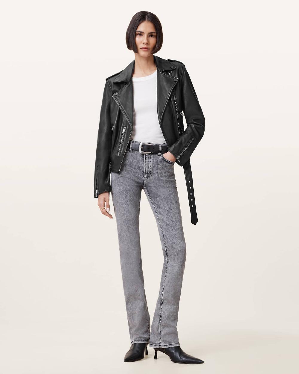 All Saints Balfern Leather Biker Jacket Black