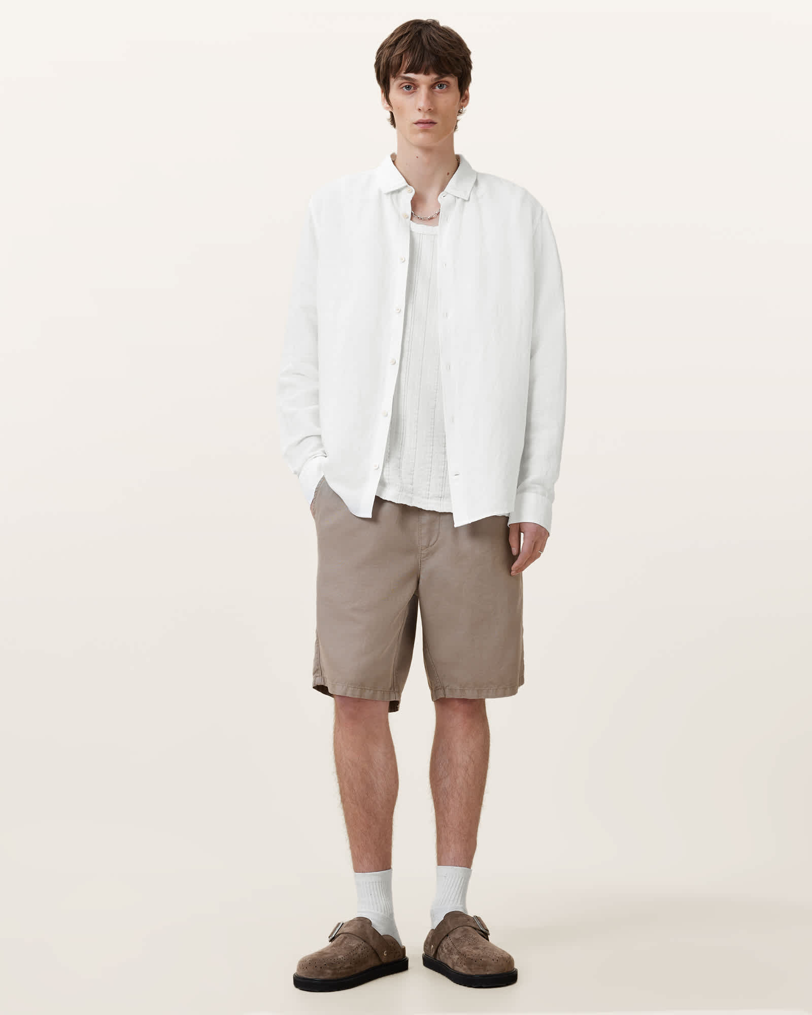 All Saints Bandol Long Sleeve Relaxed Shirt White