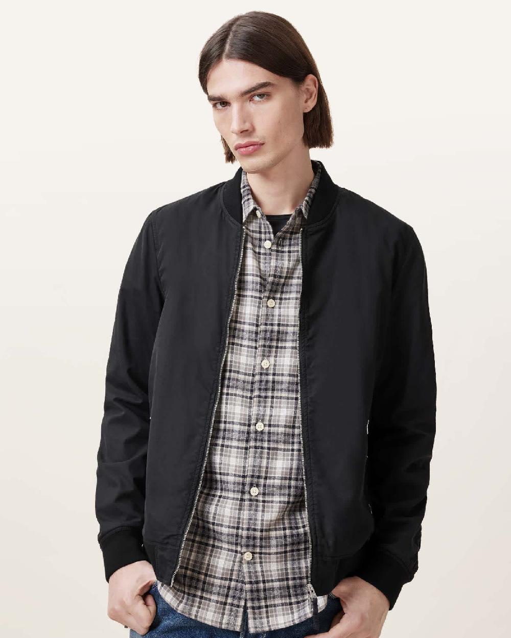 All Saints Bassett Ramskull Bomber Jacket Black