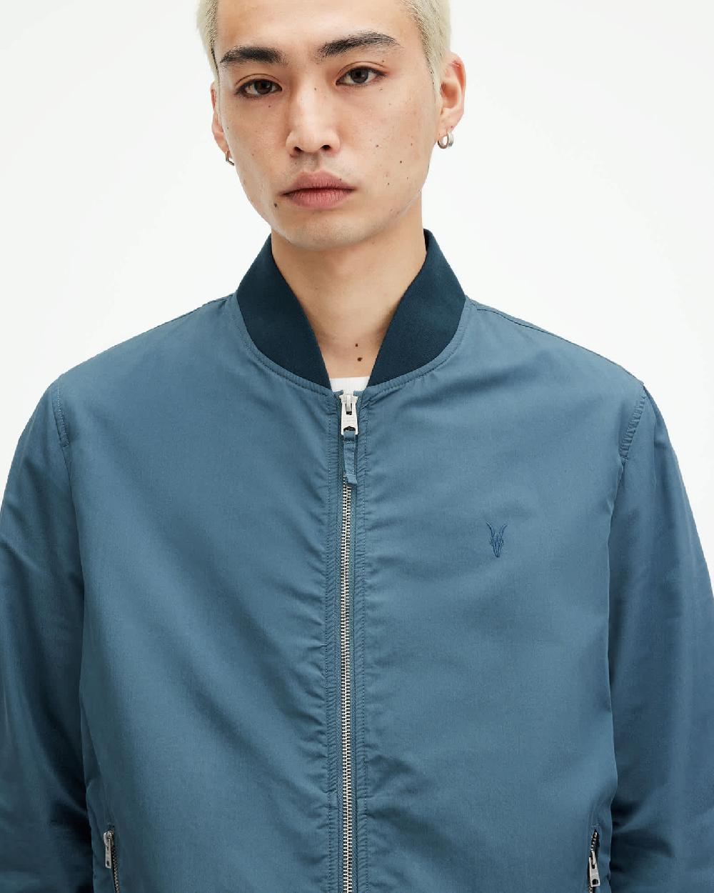 All Saints Bassett Ramskull Bomber Jacket SUR BLUE