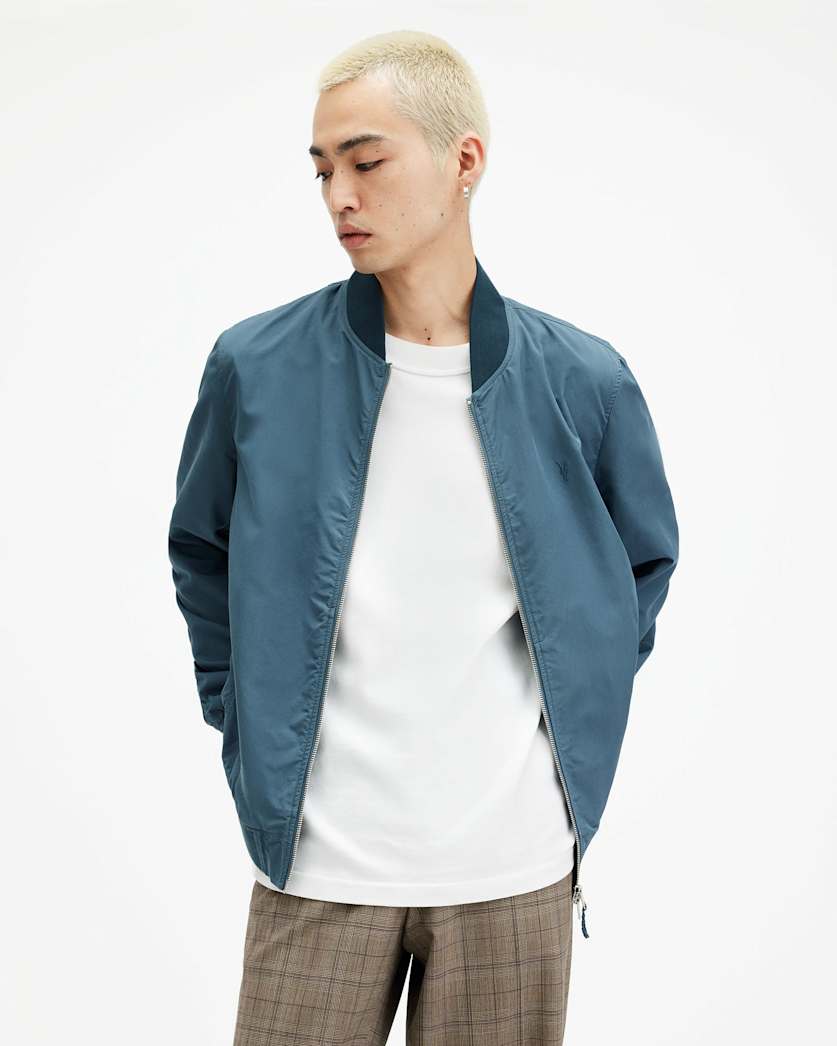 all saints Bassett Ramskull Bomber Jacket SUR BLUE
