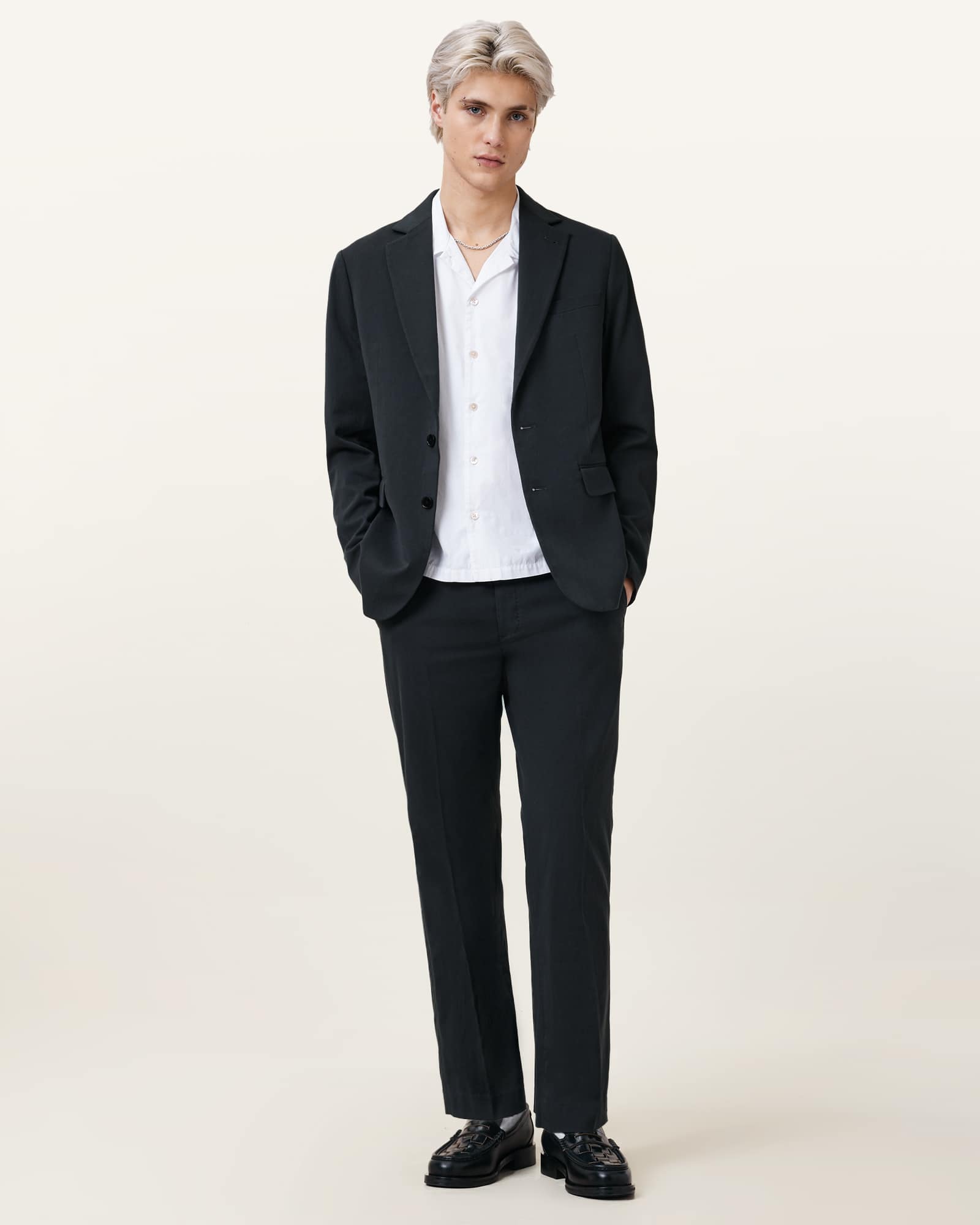 All Saints Bay Slim Fit Blazer Ink Blue