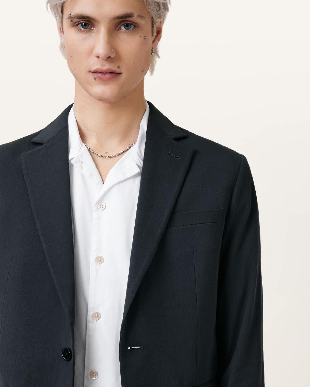 All Saints Bay Slim Fit Blazer Ink Blue