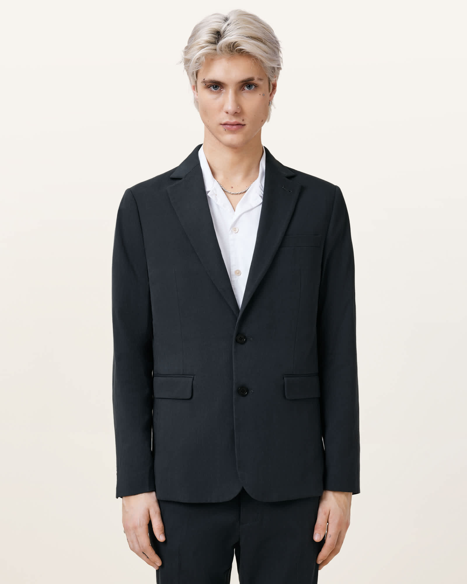All Saints Bay Slim Fit Blazer Ink Blue