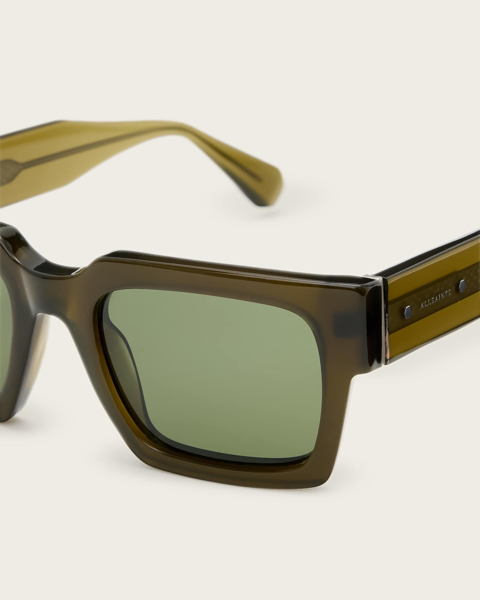 All Saints Beau Square Sunglasses Crystal Green