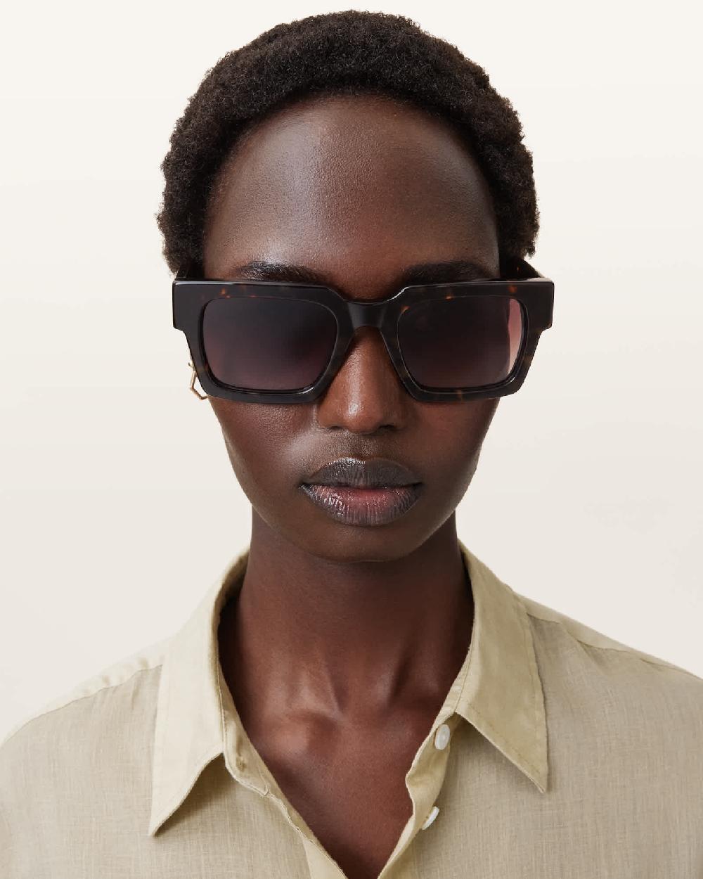 All Saints Beau Square Sunglasses Dark Tort