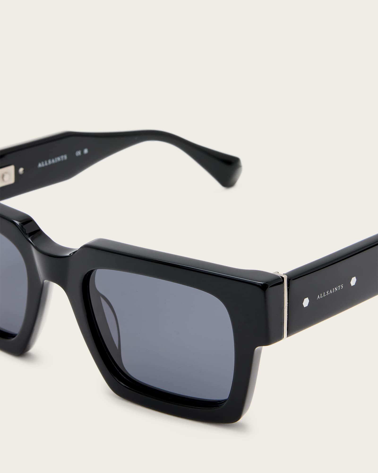 All Saints Beau Square Sunglasses Gloss Black