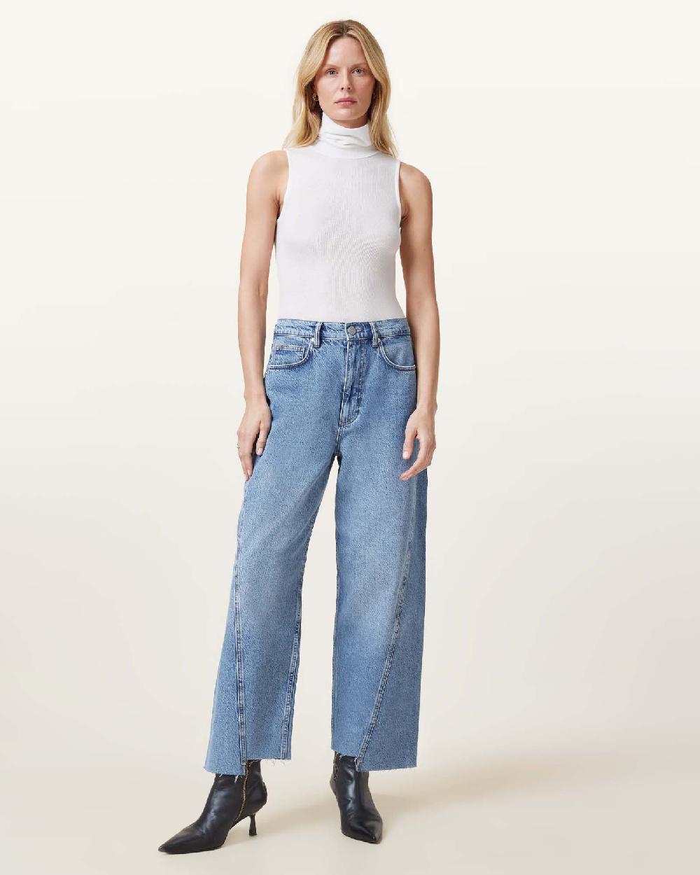 All Saints Bec Roll Neck Tank Top Optic White