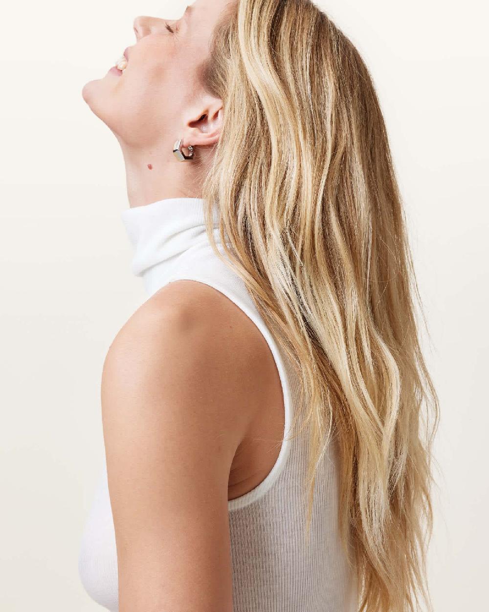 All Saints Bec Roll Neck Tank Top Optic White