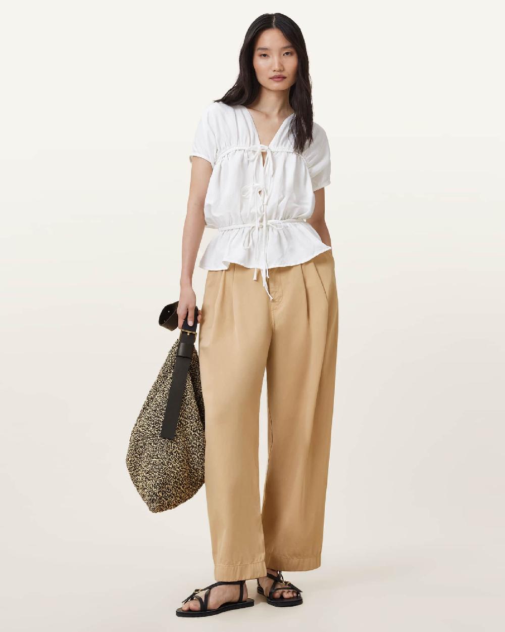 All Saints Becca Voluminous Leg Pants Camel Brown