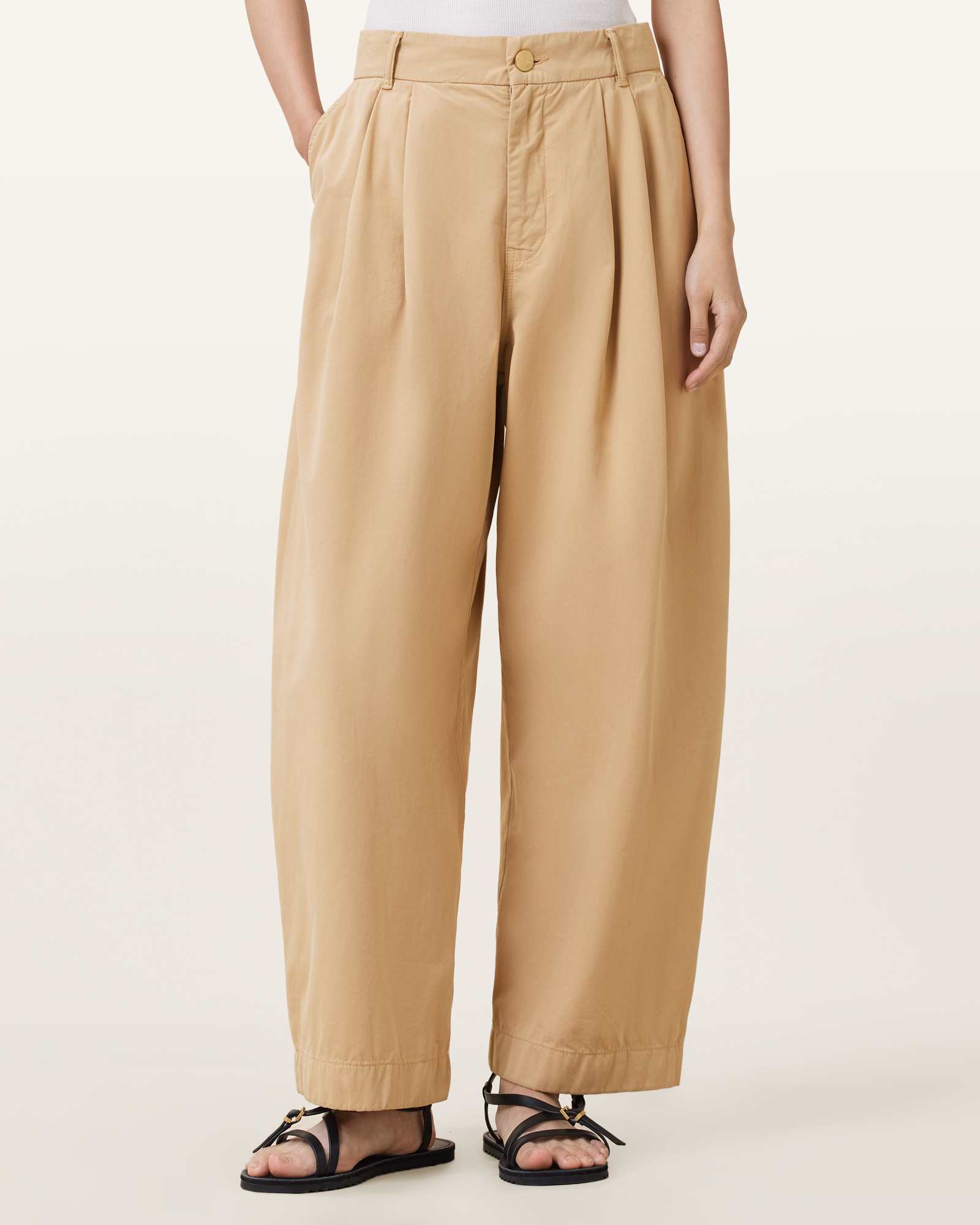 All Saints Becca Voluminous Leg Pants Camel Brown