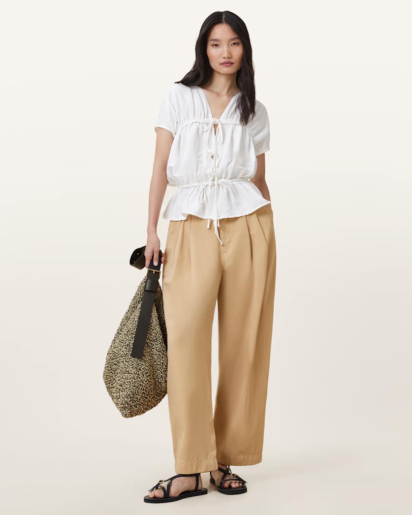 all saints Becca Voluminous Leg Pants Camel Brown