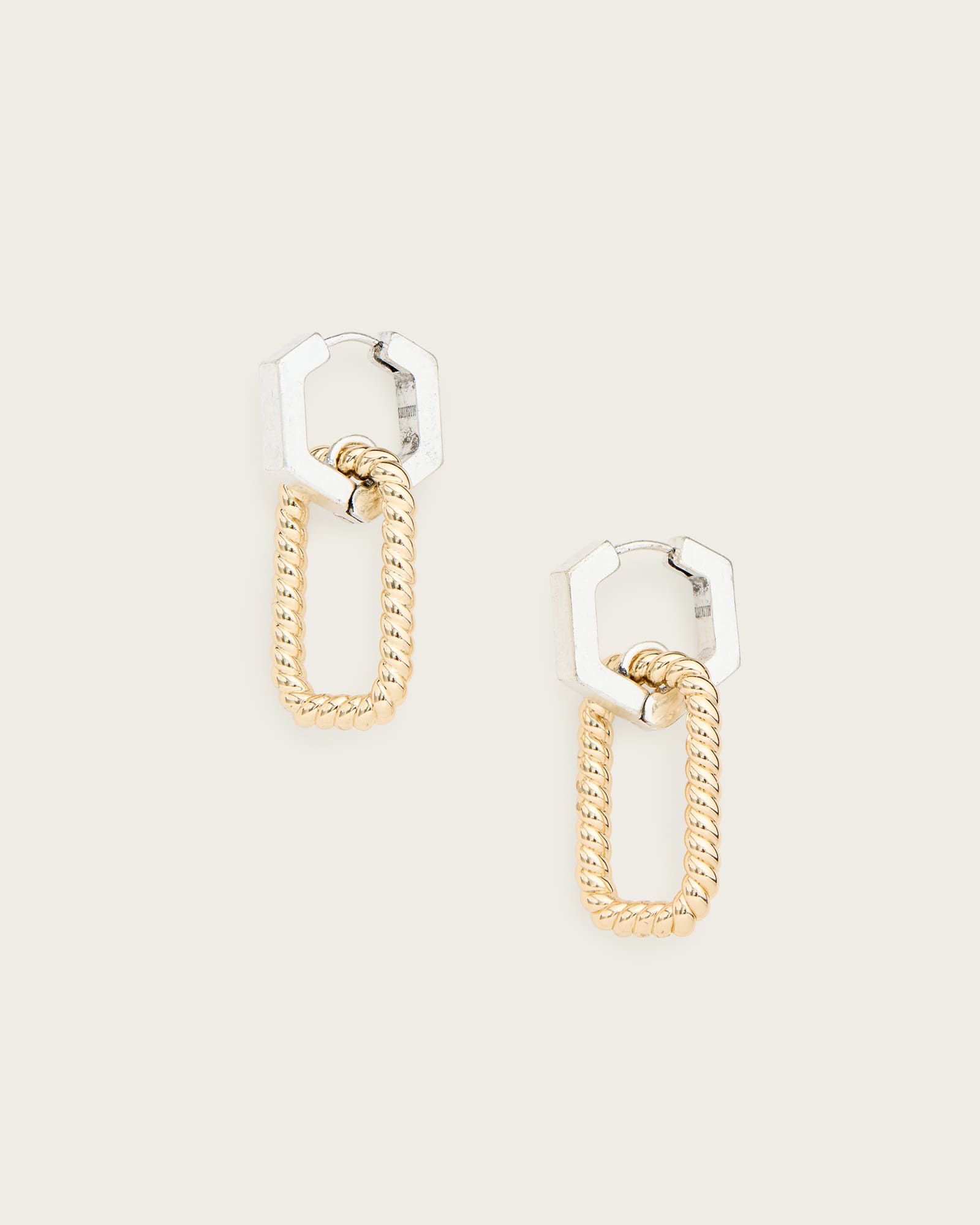 All Saints Beck Link Drop Earrings Gold Mix
