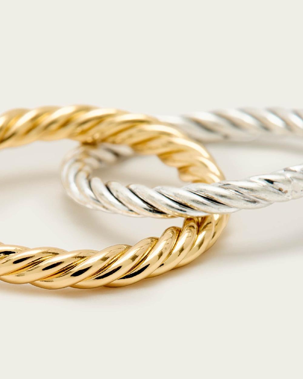 All Saints Beck Rope Ring Set Gold Mix