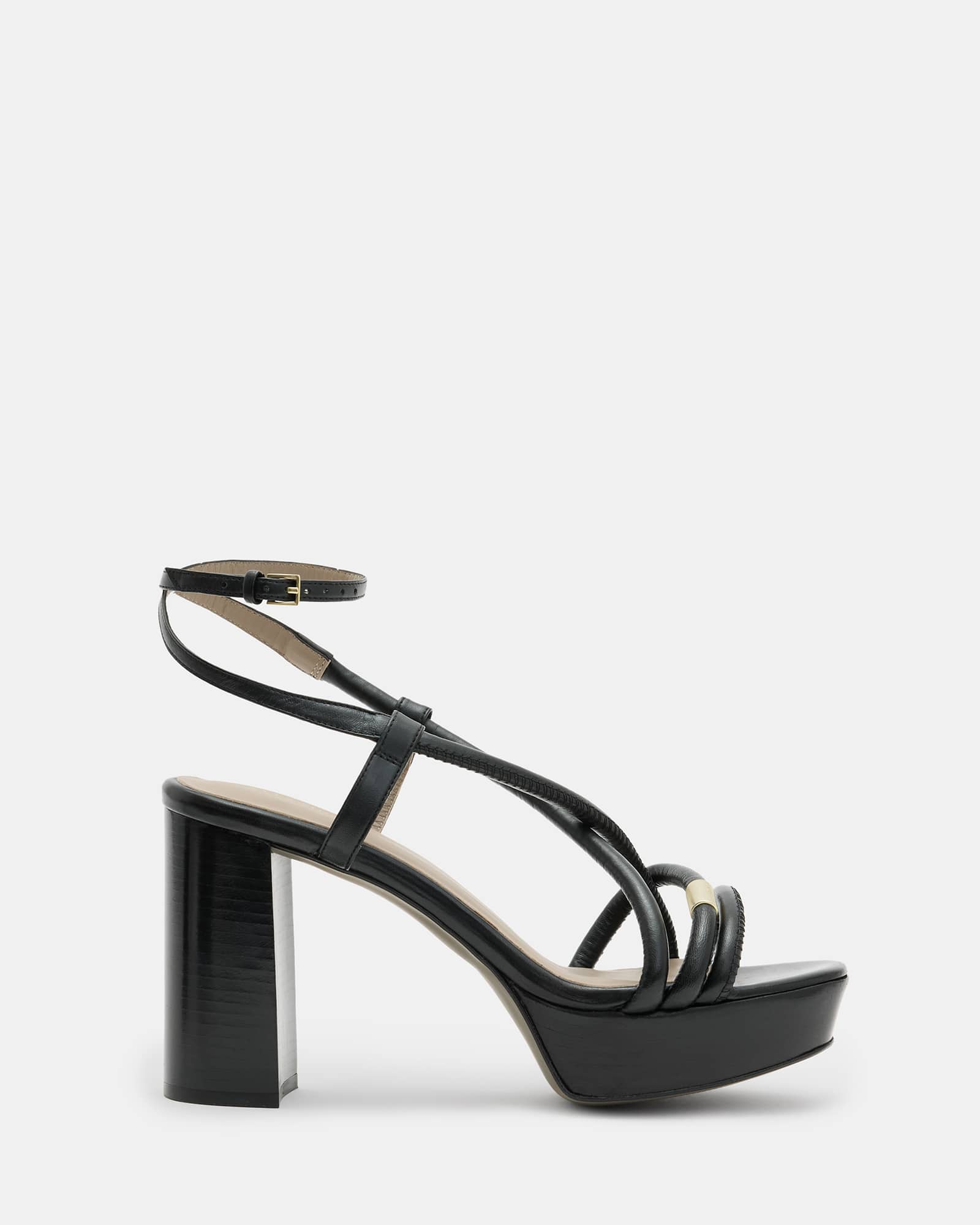 All Saints Bella Leather Platform Heel Black