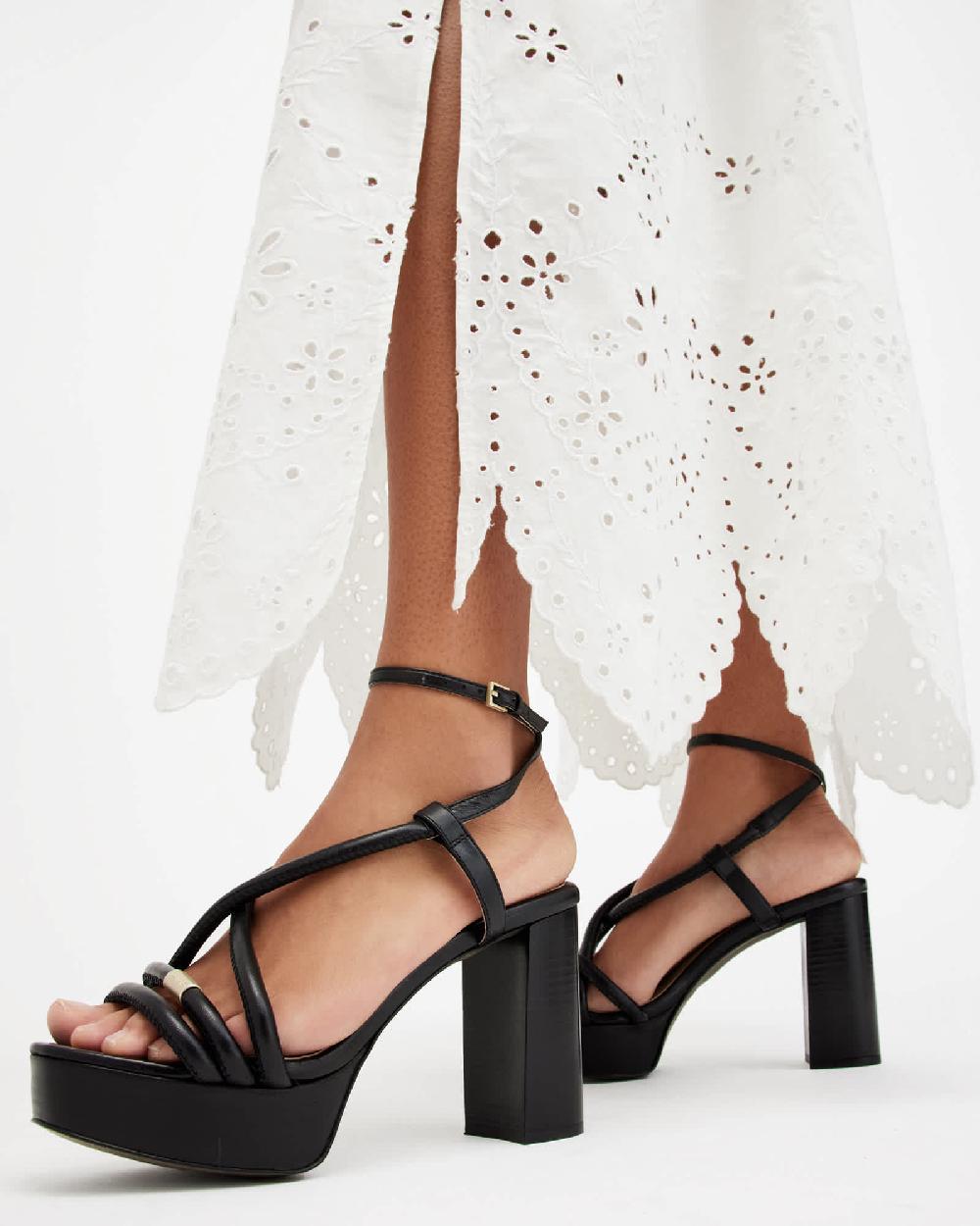 All Saints Bella Leather Platform Heel Black