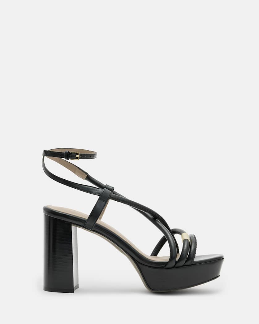 all saints Bella Leather Platform Heel Black