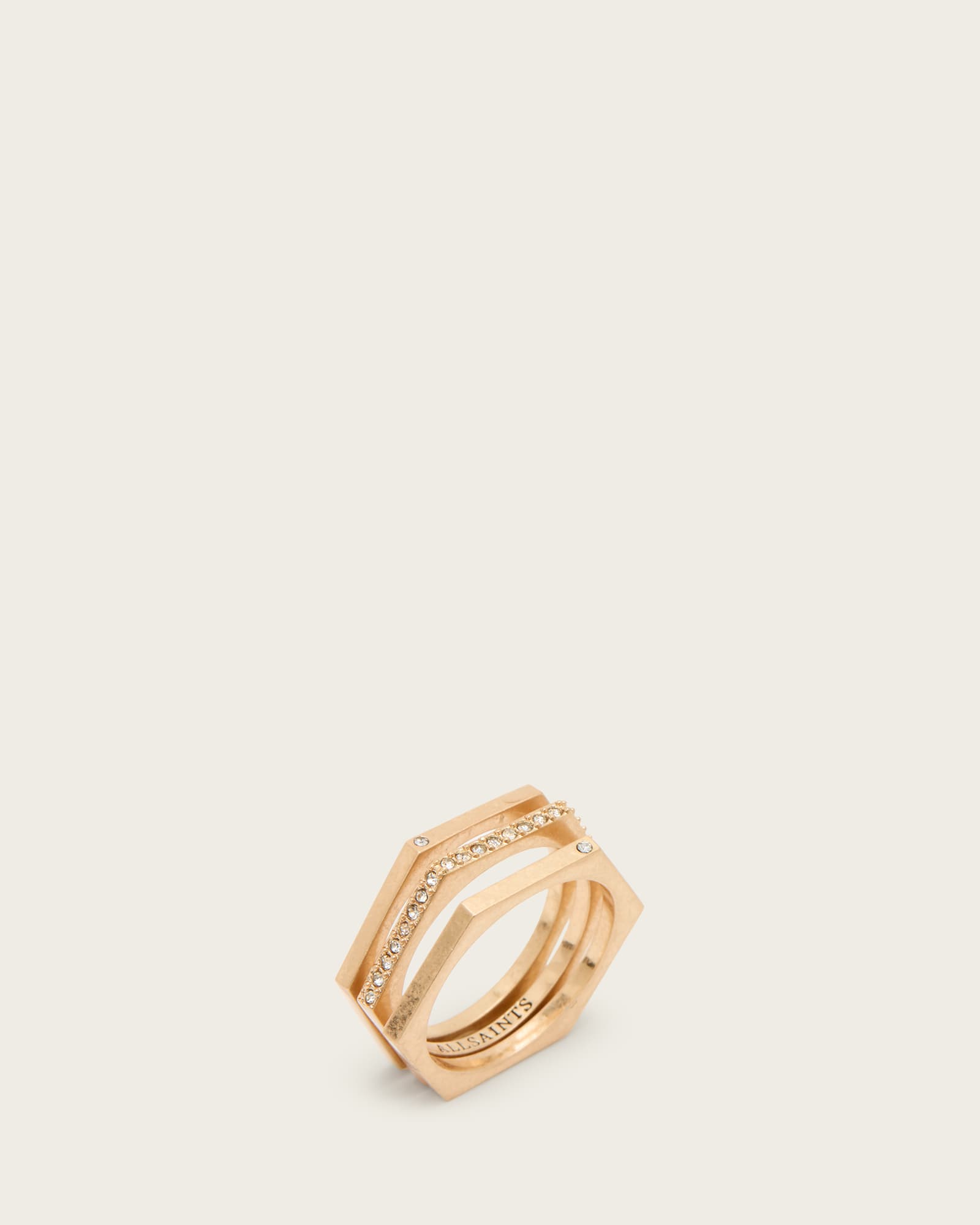 All Saints Bex Mixed Ring Set Warm Brass
