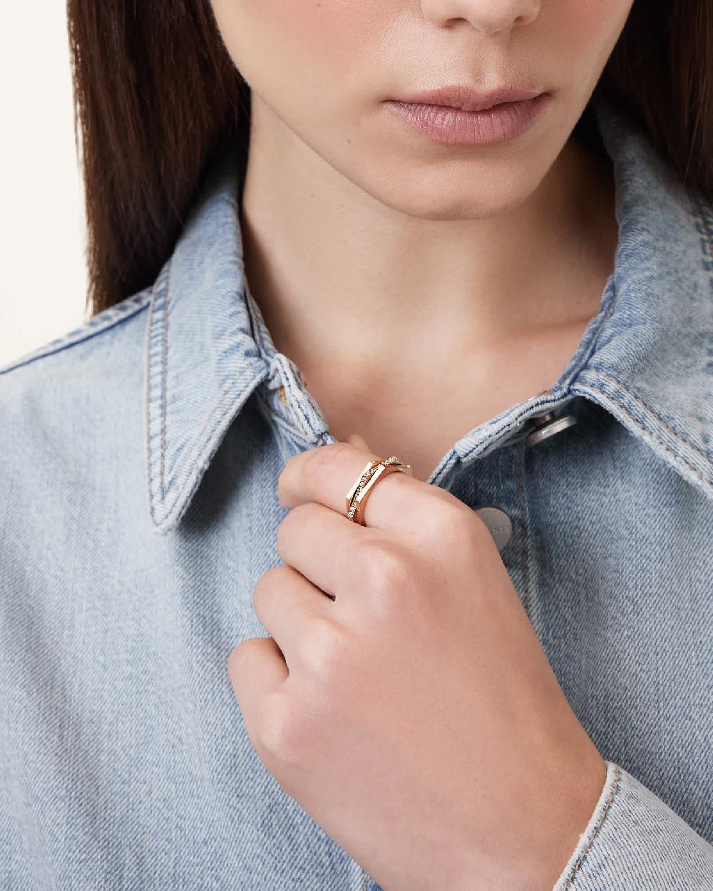 All Saints Bex Mixed Ring Set Warm Brass